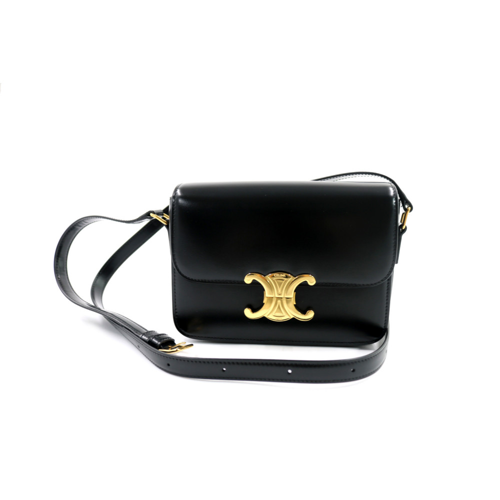 Celine Triomphe Black Leather