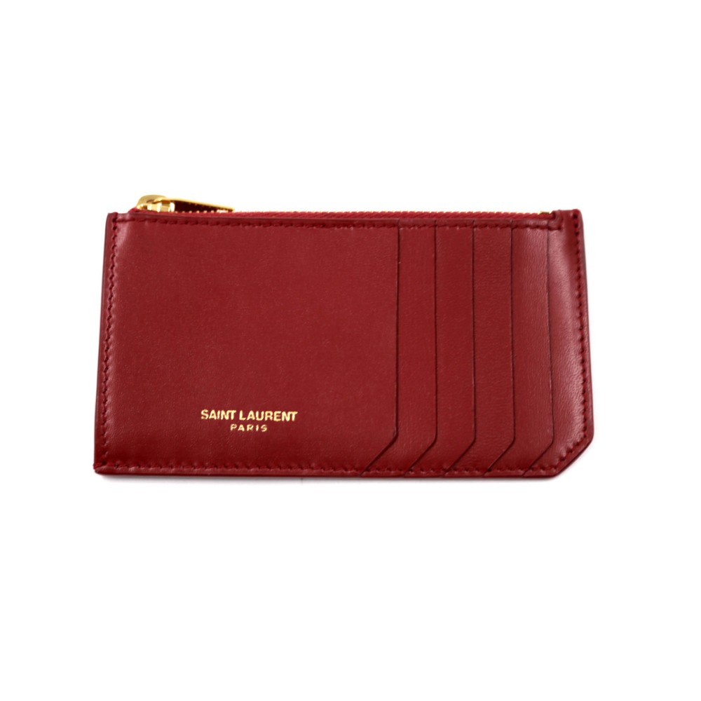 Saint Laurent Portacarte Pelle Bordeaux