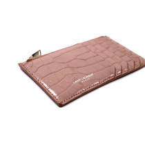 Saint Laurent Pink Crocodile Card Holder