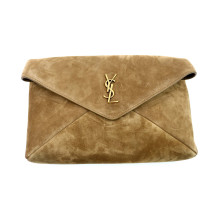 Saint Laurent Envelope Pochette Cassandre Suede Beige