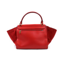Cèline Trapeze Pelle e Pelle Scamosciata Rossa