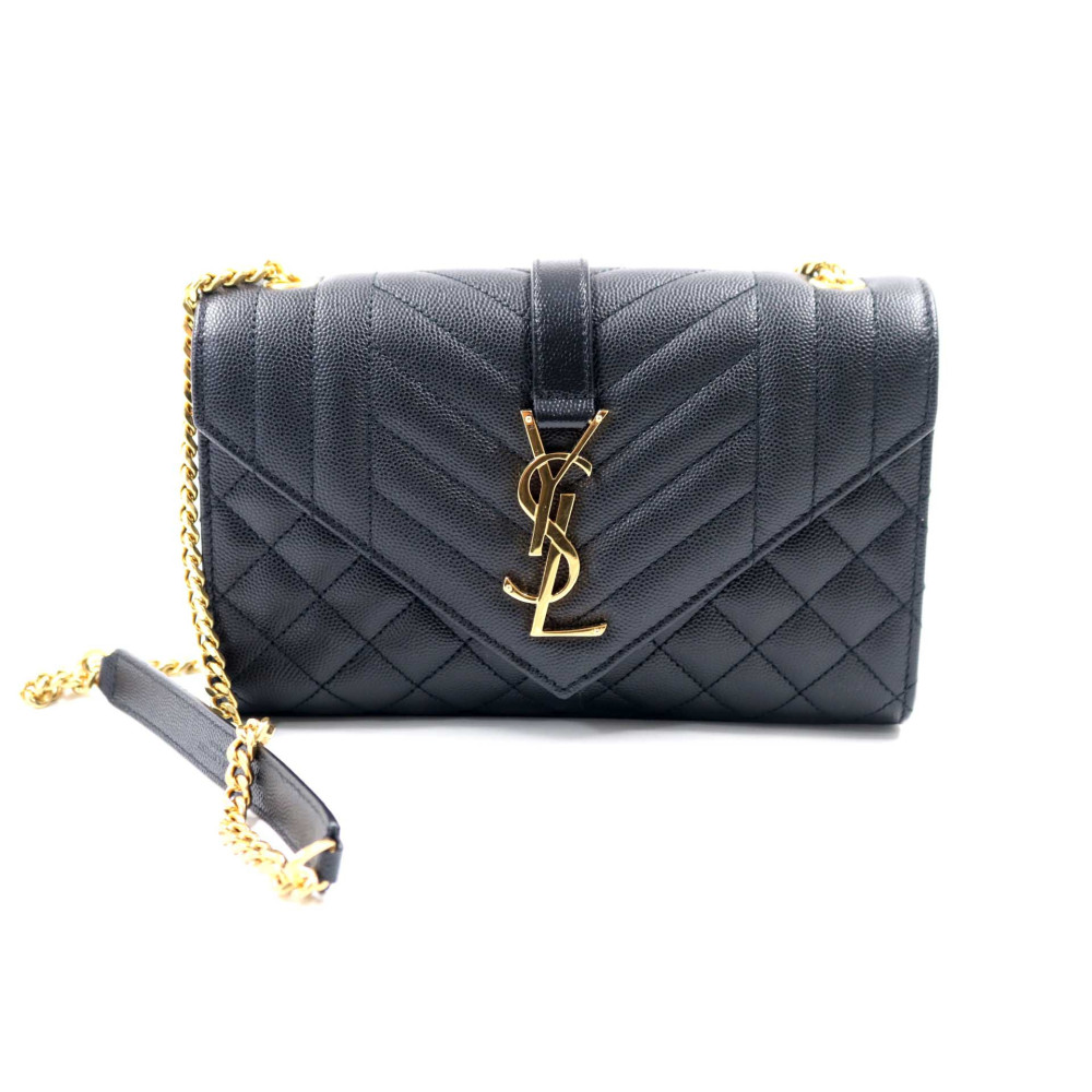 Saint Laurent Envelope Schwarzes Leder