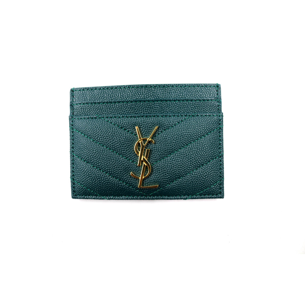 Saint Laurent Portacarte Pelle Verde Smeraldo
