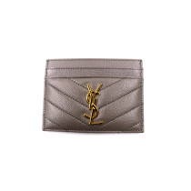 Saint Laurent Portacarte Pelle Grigia