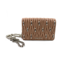 Miu Miu Tracollina Gioiello Pelle Beige