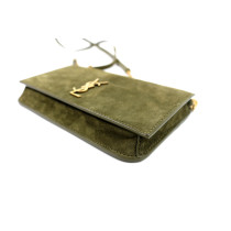 Saint Laurent Portacellulare Scamosciato Verde
