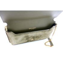 Saint Laurent Portacellulare Scamosciato Verde