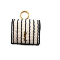 Saint Laurent Porta Airpods Tessuto Bianco e Nero