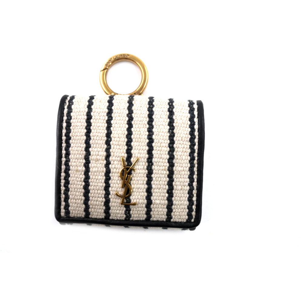 Saint Laurent Porta Airpods Tessuto Bianco e Nero