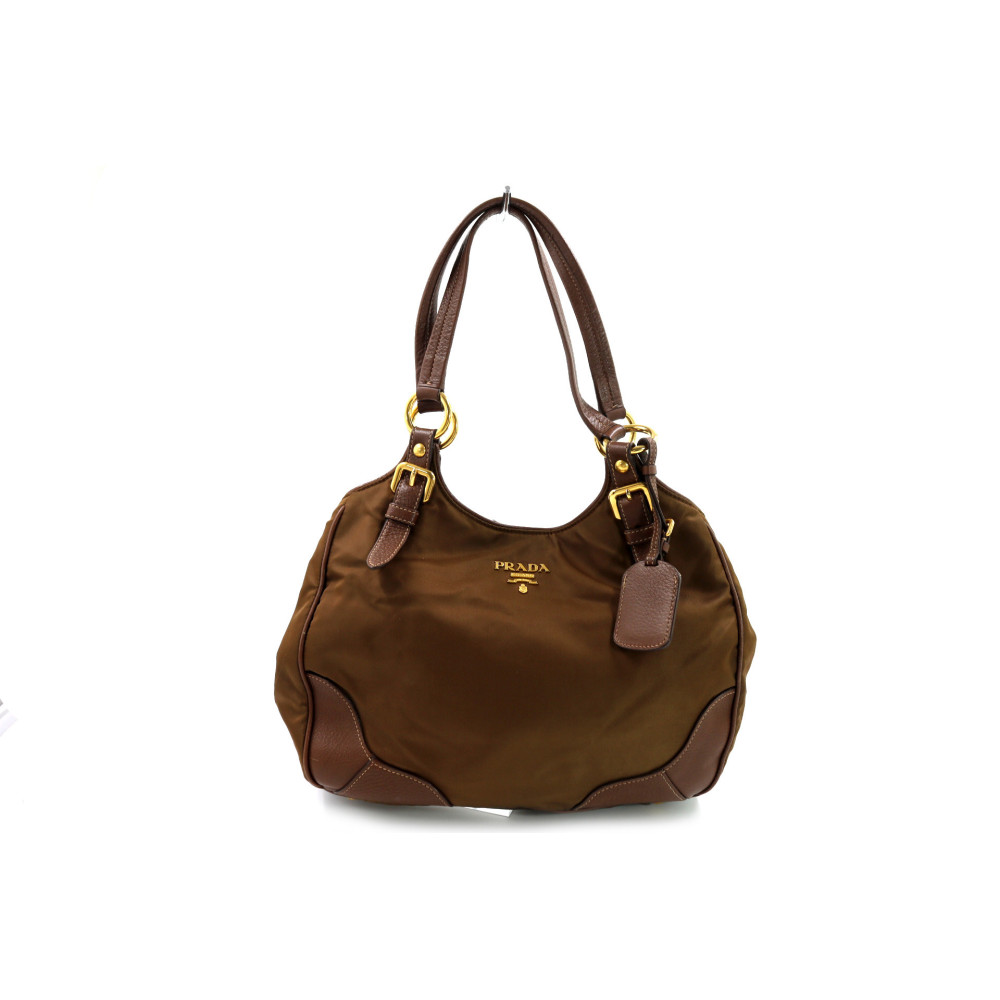 Prada Hobo en Tissu Marron