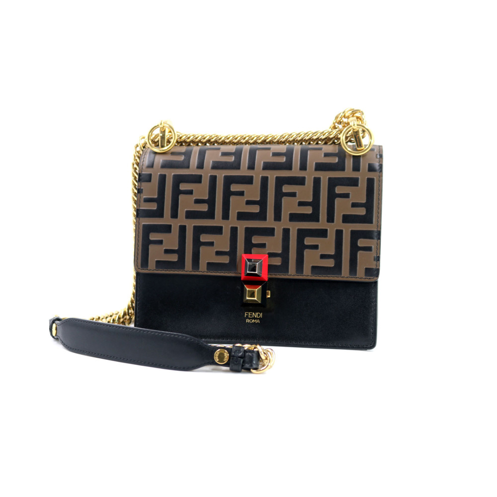 Fendi Kan I Pelle Nera e Tabacco