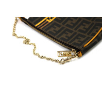 Fendi Pochette Cuir Toile Zucca Marrone