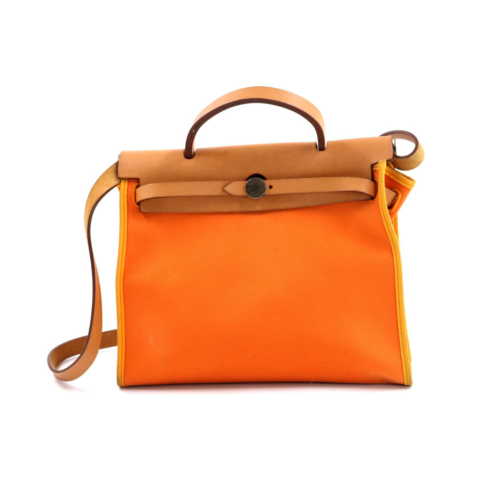 Hermes Herbag Tela e Pelle Arancio