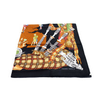 Hermes Foulard Scotland Seta Nero e Arancio