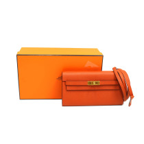 Hermes Portafoglio Kelly Pelle Arancio