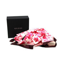 Gucci Foulard Seta Rosa, Bordeaux e Bianca