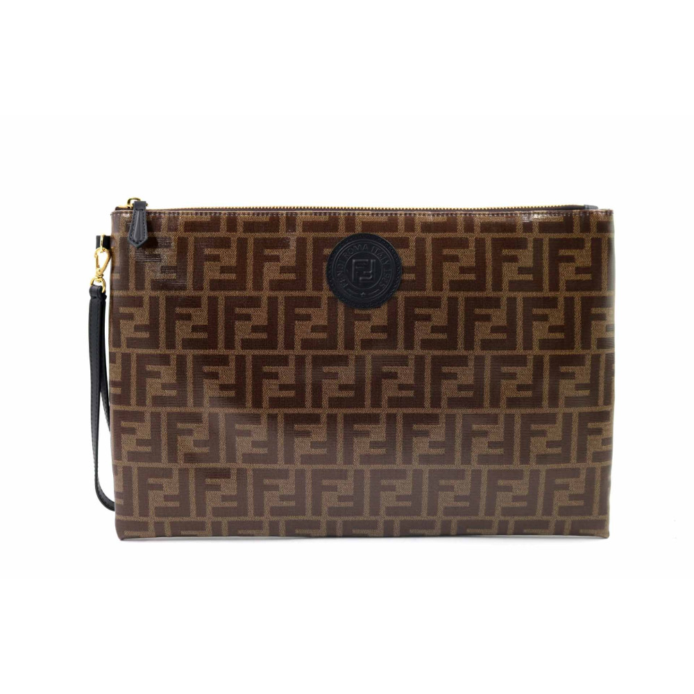 Fendi Pochette Tela Cerata Marrone