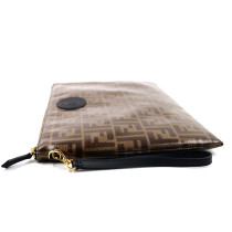 Fendi Pochette Tela Cerata Marrone