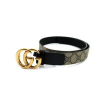 Gucci Cintura GG Beige e Pelle Nera