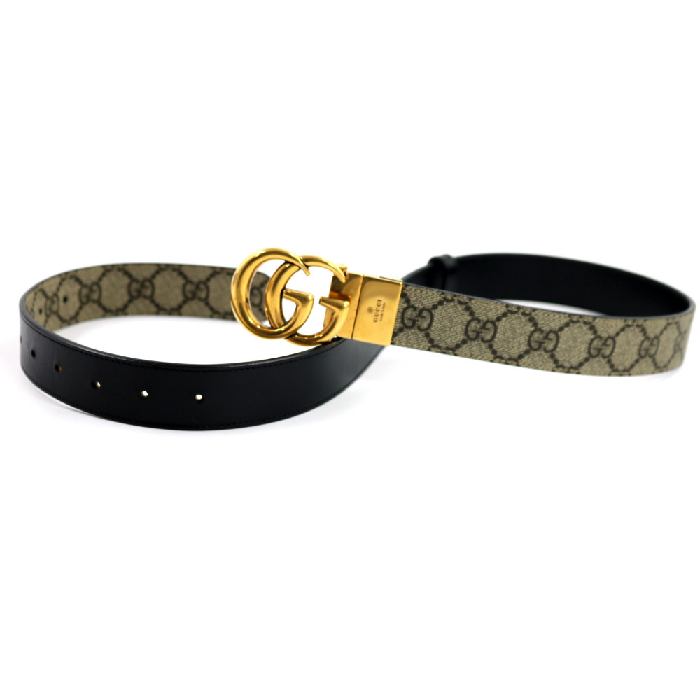 Gucci Cintura GG Beige e Pelle Nera