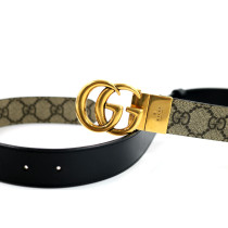 Gucci Gürtel 85 GG reverse Beige und Schwarzes Leder