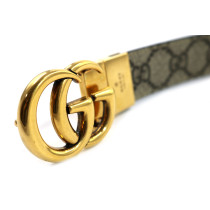 Gucci Cintura GG Beige e Pelle Nera