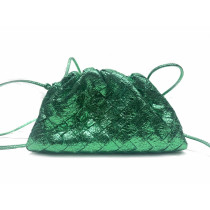 Bottega Veneta Pouch Mini Pelle Verde Metallico