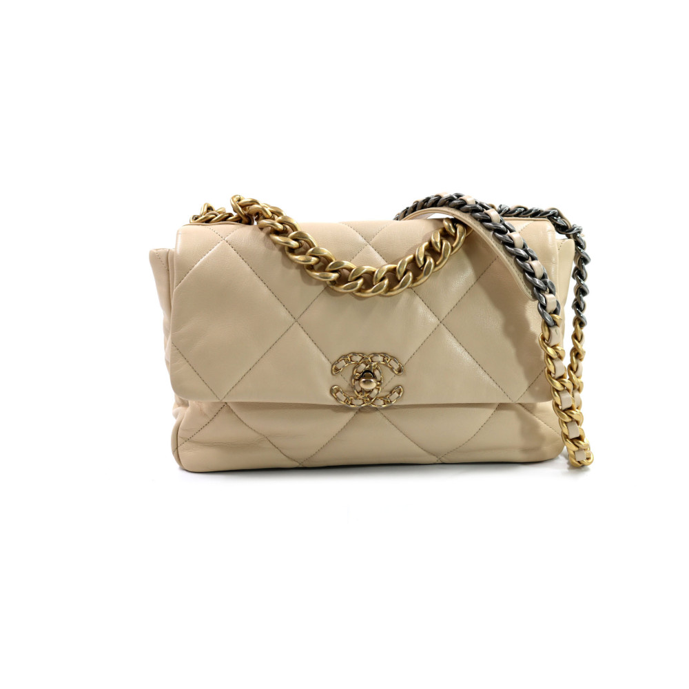 Chanel Tracolla 19 Pelle Beige