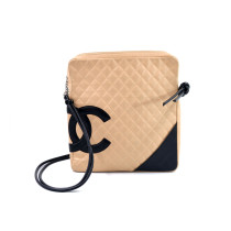 Chanel Cambon Schultertasche Beige und Schwarz Leder
