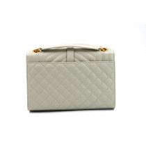 Saint Laurent Envelope Medium en Cuir Matelassé Grain De Poudre Blanc