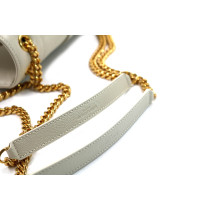 Saint Laurent Envelope Medium in White Quilted Grain De Poudre Leather