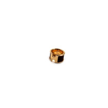 Hermes Metal and Leather Ring Gold and Bordeaux