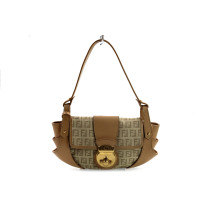 Fendi Pochette Tela e Pelle Beige