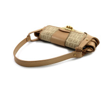 Fendi Pochette Tela e Pelle Beige
