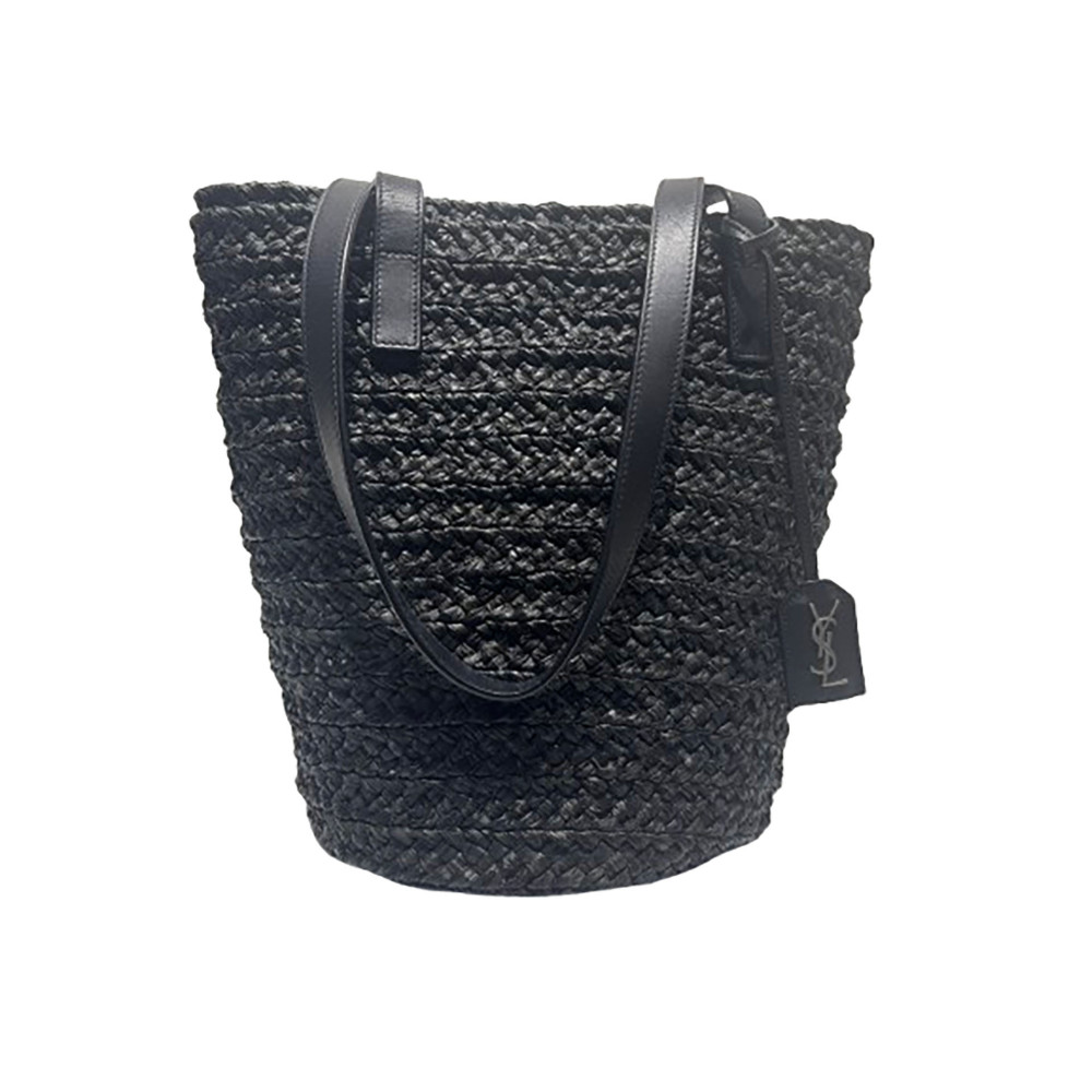 Saint Laurent Secchiello Rafia e Pelle Nera