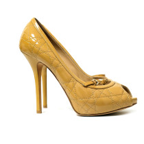 Dior Decollete Canrage Peep Toe Vernis Beige Scuro