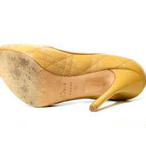 Dior Decollete Canrage Peep Toe Vernis Beige Scuro