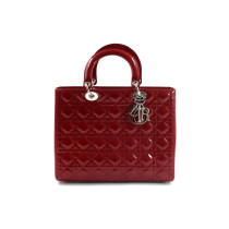 Dior Lady Dior Cannage Large Vernis Bordeaux