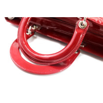 Dior Lady Dior Cannage Large Vernis Bordeaux