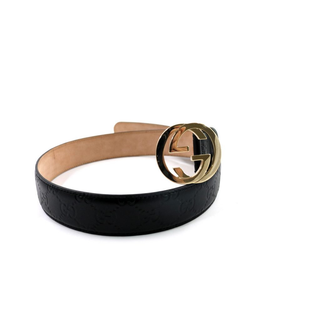 Gucci Gürtel Interlocking Leder Guccissima Schwarz