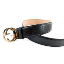 Ceinture Gucci Interlocking Cuir Guccissima Noir