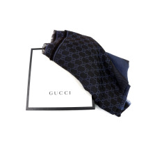 Gucci Sciarpa Lana e Seta Nera e Blu