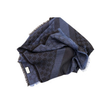 Gucci Sciarpa Lana e Seta Nera e Blu