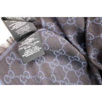 Gucci Sciarpa Lana e Seta Nera e Blu