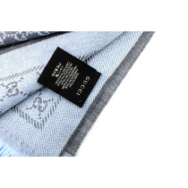 Gucci Sciarpa Lana e Seta Grigio e Celeste