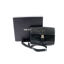 Prada Schultertasche Segeltuch Schwarz