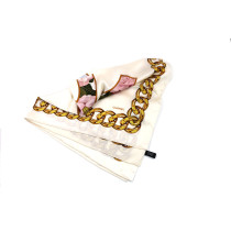 Chanel Foulard Carrè Burro Catene Seta Burro