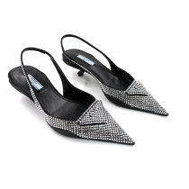 Prada Decolleté Sling Back Crystal Argento