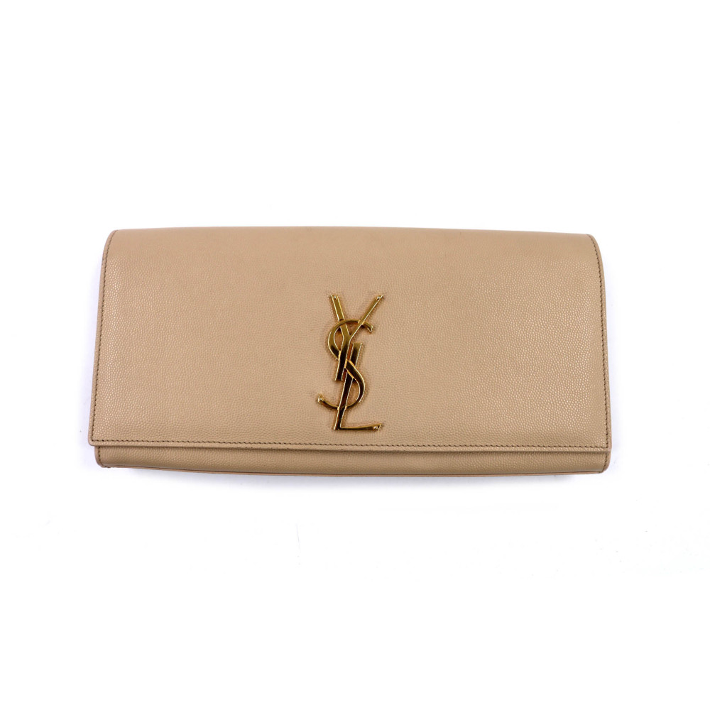 Saint Laurent Pochette Kate Cuir Beige