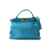 Fendi Peekaboo Blue Ostrich